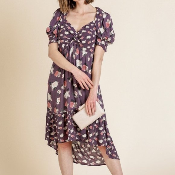 Umgee Mix Printed Flutter Sleeve Dress